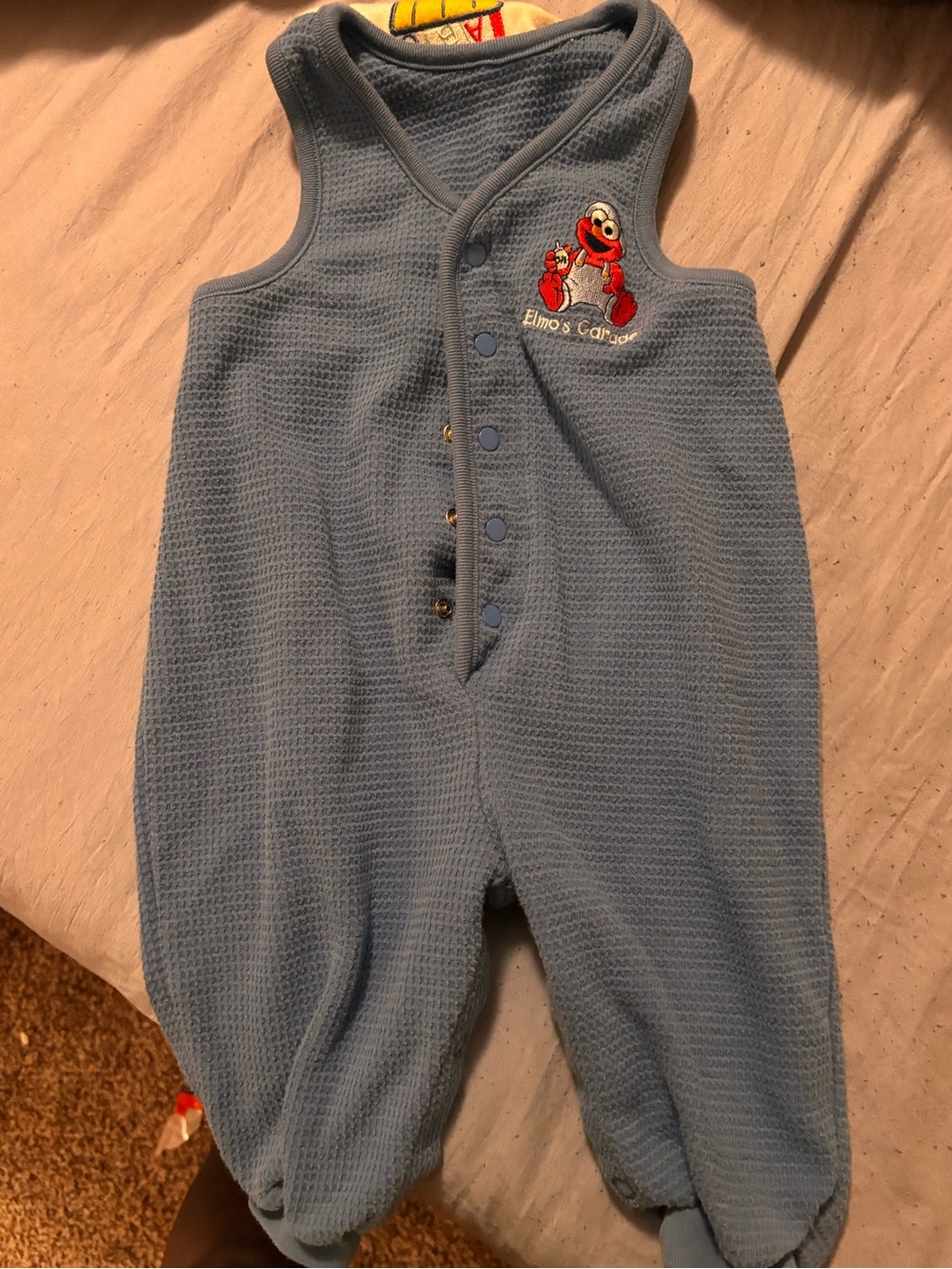 Sesame Street Elmo Blue Waffle-Knit One-Piece Bodysuit